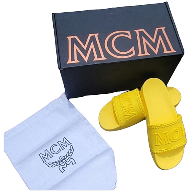 Mcm Yellow Rubber Slides Nib With Dust Bag, Coa Rare Out Of Stock Online Unisex